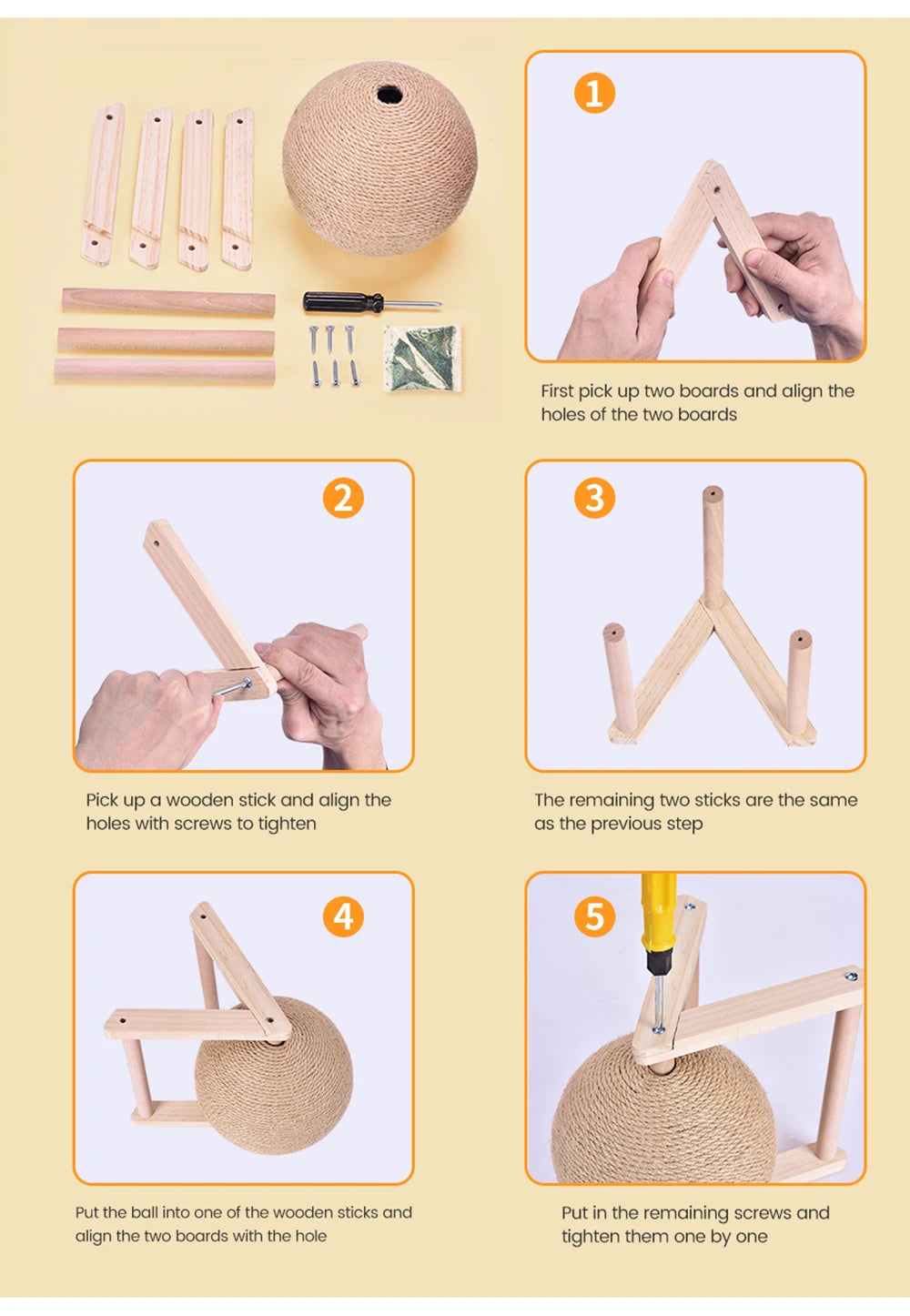 Wear-Resistant Cat Scratching Ball – Sisal Rope Toy for Cats