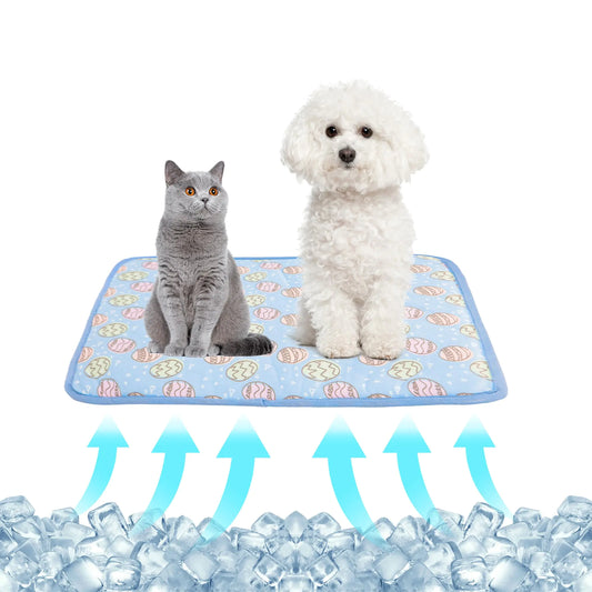 NACOCO Pet Cooling Mat Cat Dog Cushion Pad Summer Cool Down Comfortable Soft for Pets and Adults (L Blue)