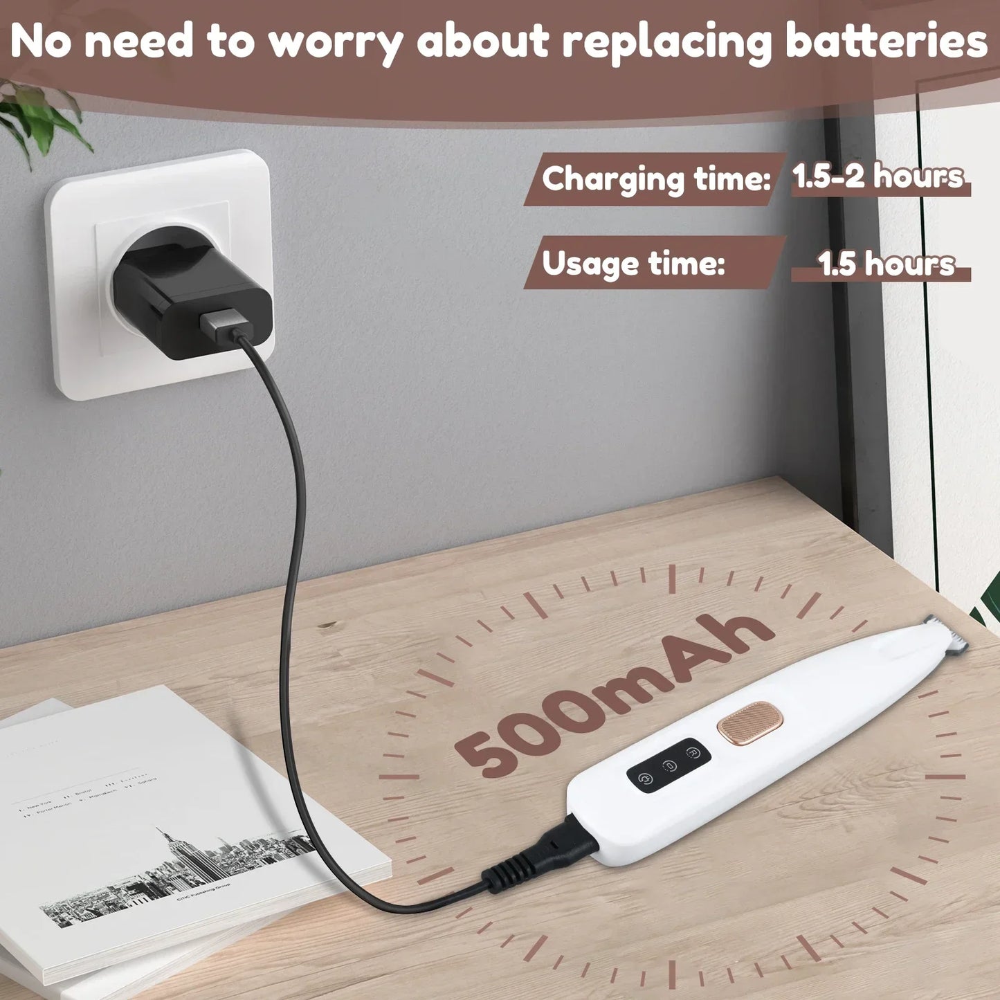 Pet Hair Trimmer with LED Light & Display – Dog Grooming Tool