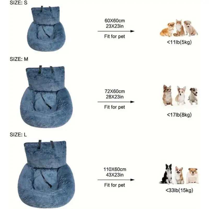 Winter Warm Dog Car Seat – Detachable Travel Bed & Booster Cushion