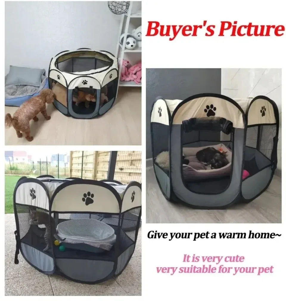 Foldable Pet Tent Octagonal Cage – Portable Cat & Small Dog Playpen
