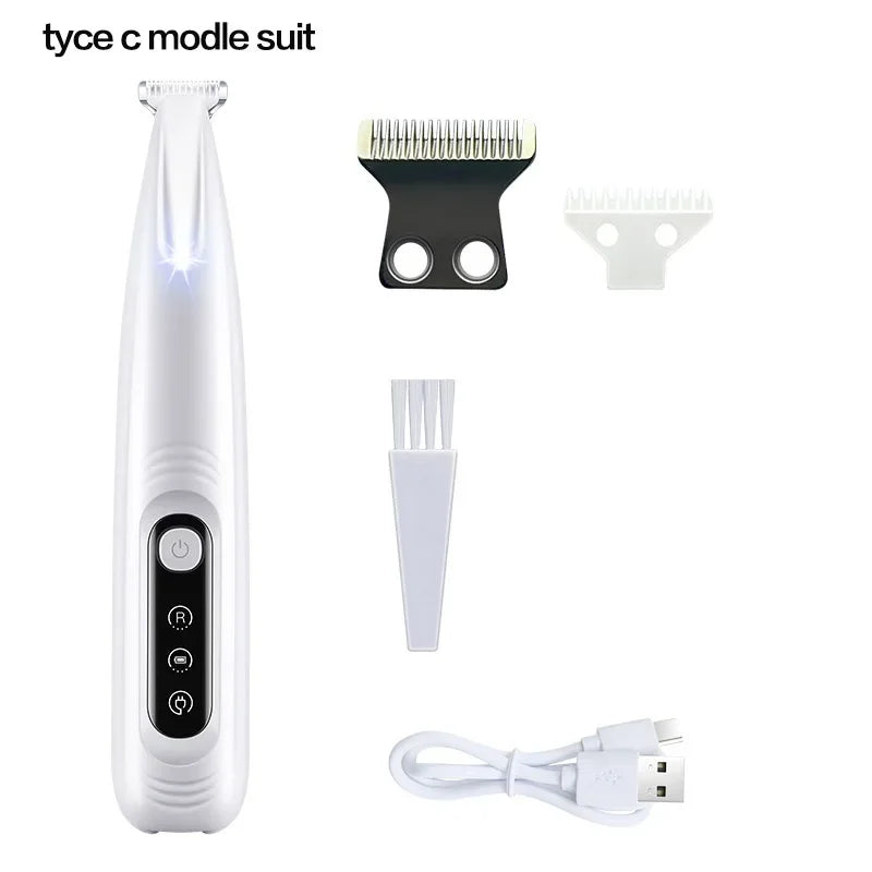 Pet Hair Trimmer with LED Light & Display – Dog Grooming Tool