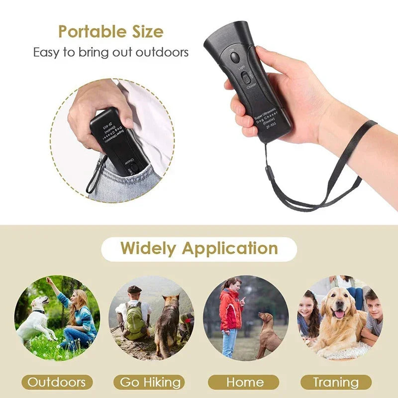 Dog Training Device – Ultrasonic Anti-Barking Repeller & LED Flashlight