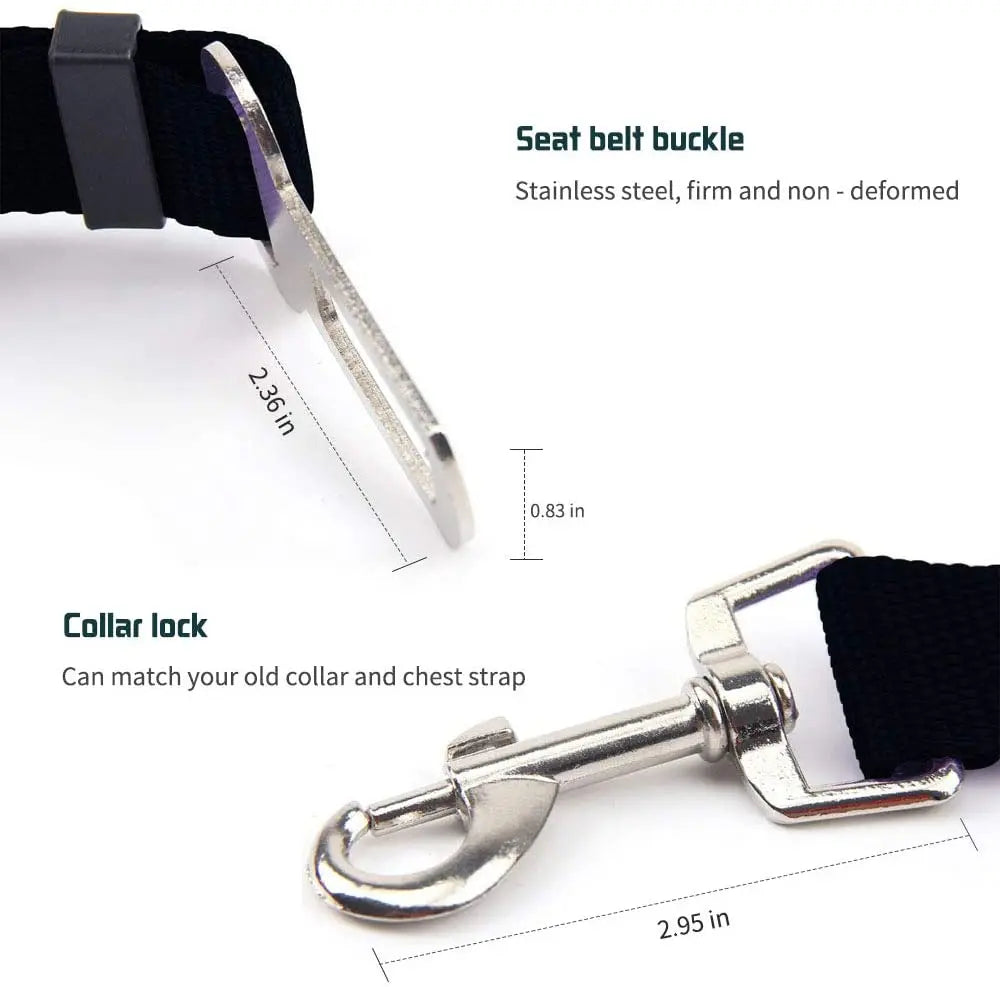 Adjustable Dog Car Harness & Seat Belt Clip