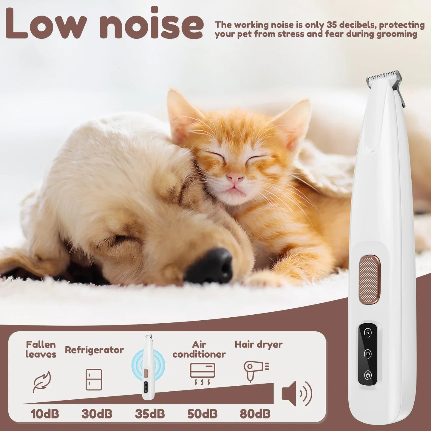 Pet Hair Trimmer with LED Light & Display – Dog Grooming Tool