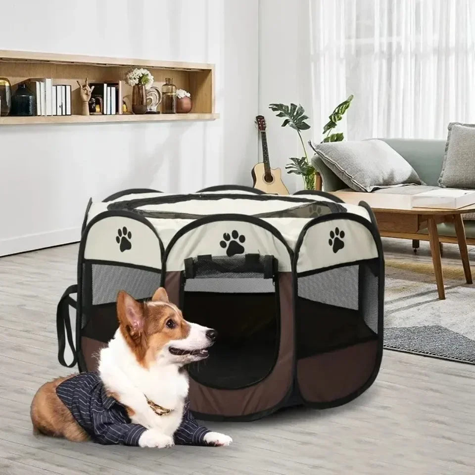 Foldable Pet Tent Octagonal Cage – Portable Cat & Small Dog Playpen