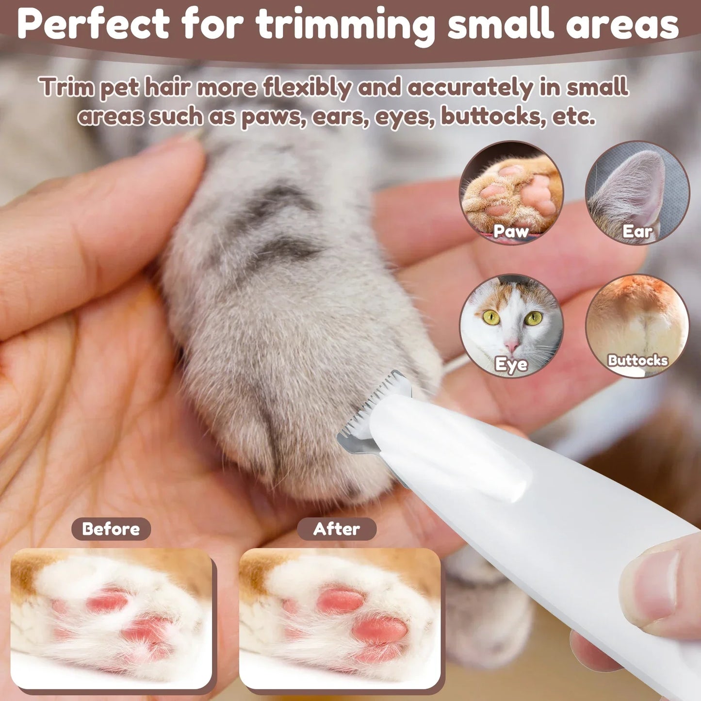 Pet Hair Trimmer with LED Light & Display – Dog Grooming Tool