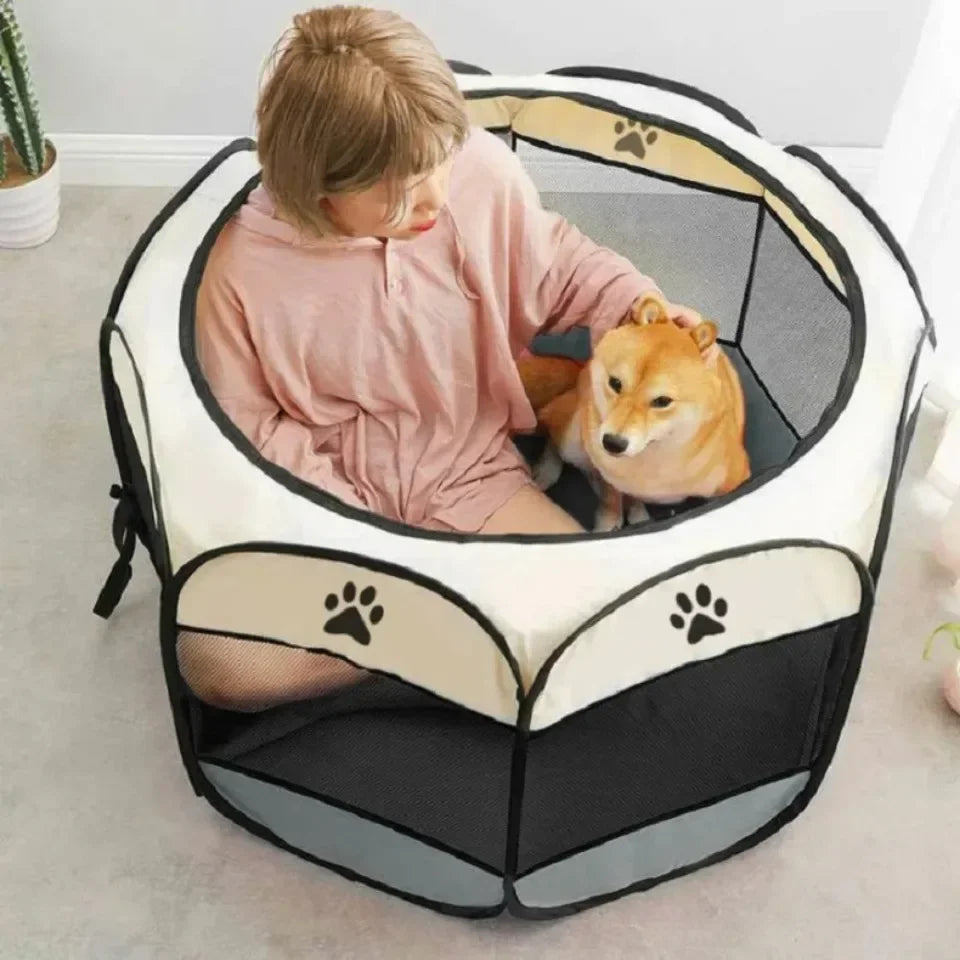 Foldable Pet Tent Octagonal Cage – Portable Cat & Small Dog Playpen